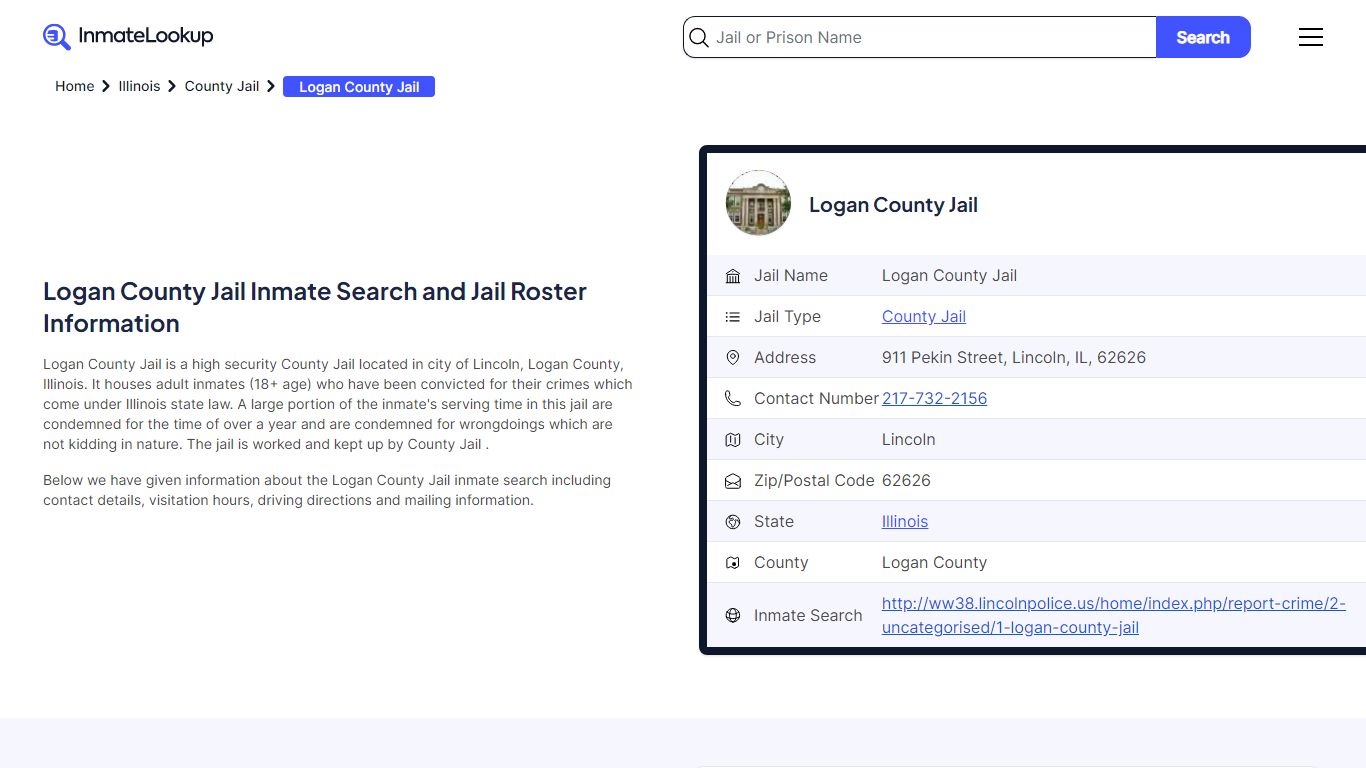Logan County Jail Inmate Search - Lincoln Illinois - Inmate Lookup